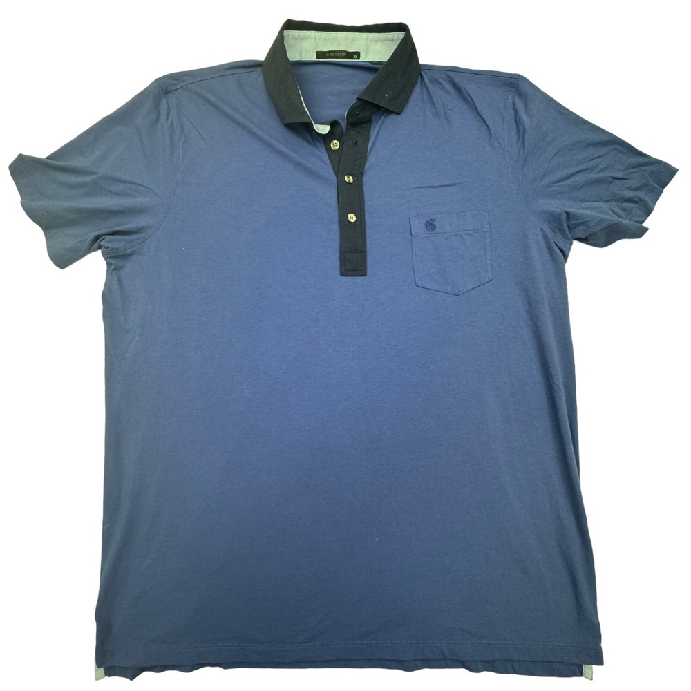 Greyson Polo Shirt Mens XL Blue Short Sleeve Cotton Stretch Golf Performance